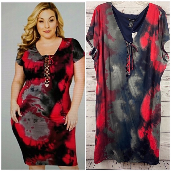 Ashley Stewart Dresses & Skirts - 🌟HOST PICK🌟❤️🖤🤍 Tie Dye BodyCon Dress Size 26/28